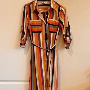 Striped Multicolor Shirt Dress